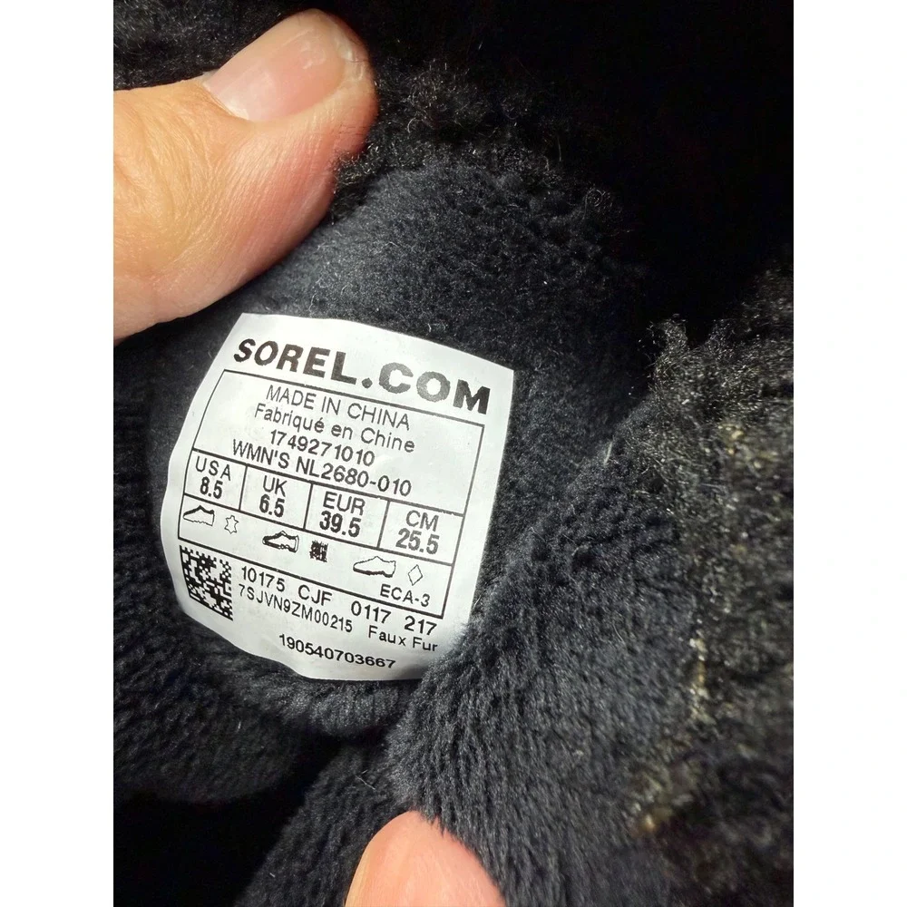Sorel Emelie Boots Lace Up Winter Boots sz 8.5 Black Waterproof Leather NL2680